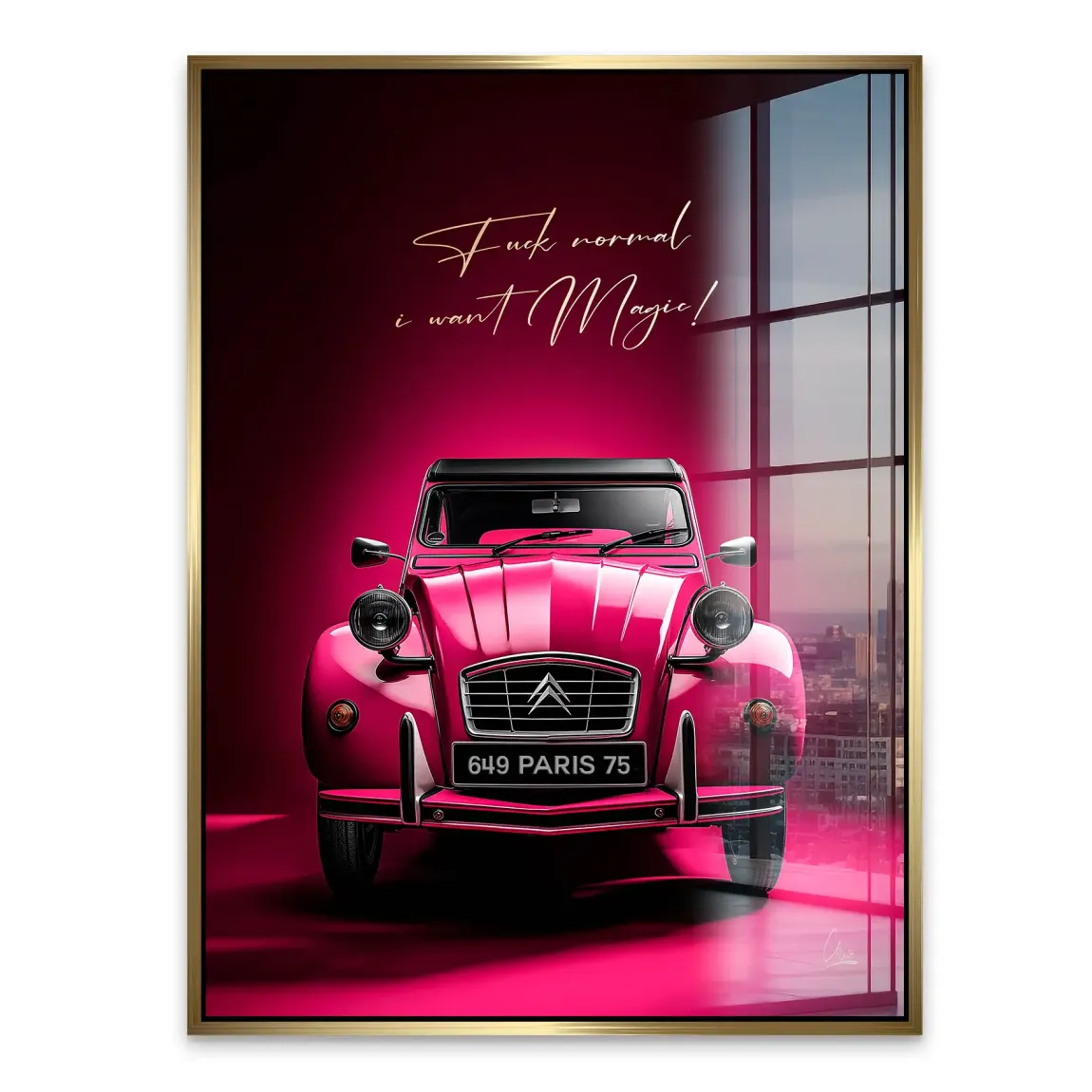 Pink Magic 2CV Acrylglasbild