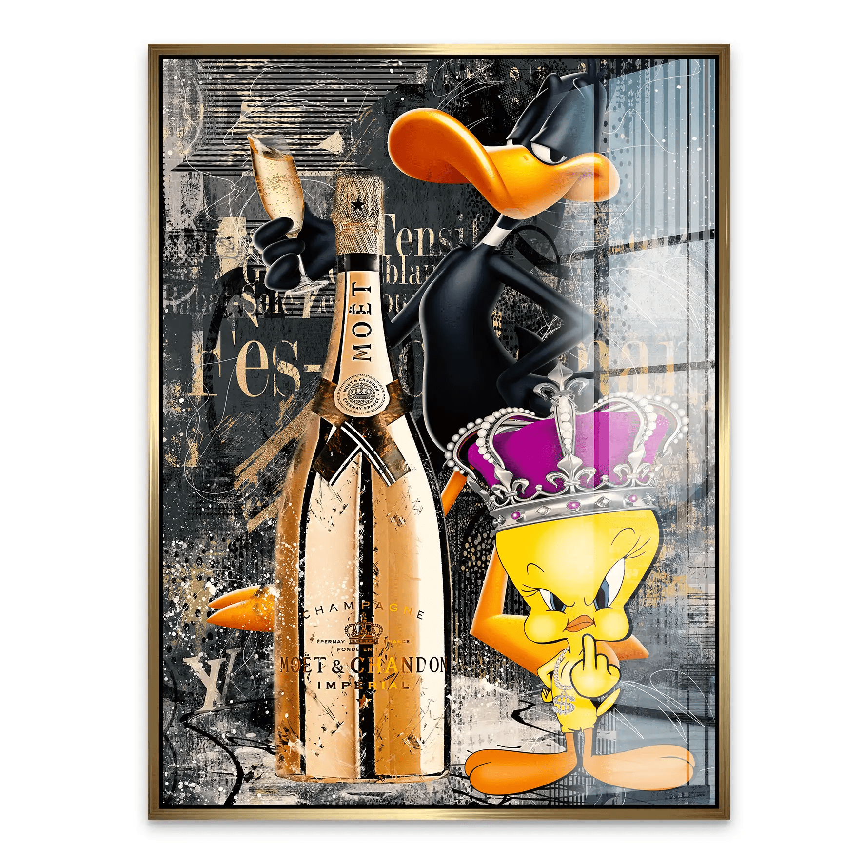 Duffy & Tweety Champagner Pop Art Acrylglas Bild INGALERIE