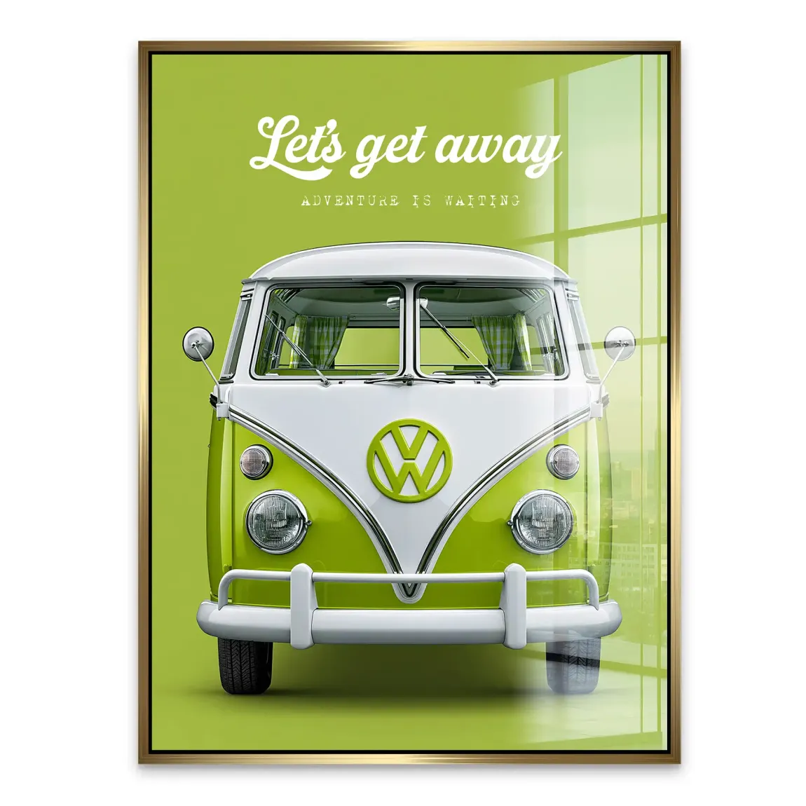 Green VW Bulli Acrylglasbild