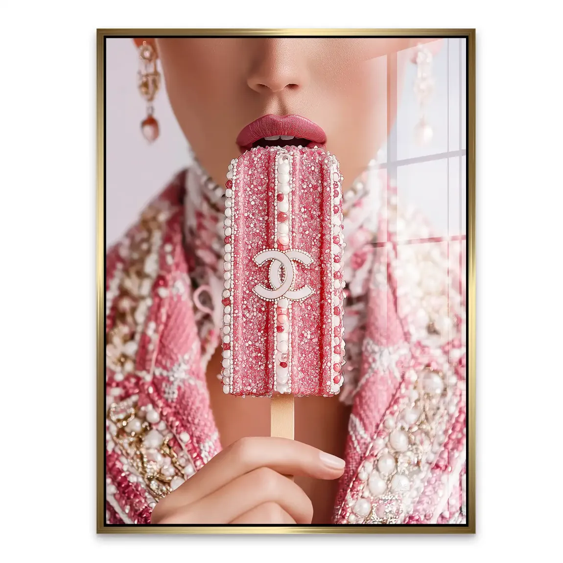 Pink Pearl Ice Couture Chanel Acrylglasbild