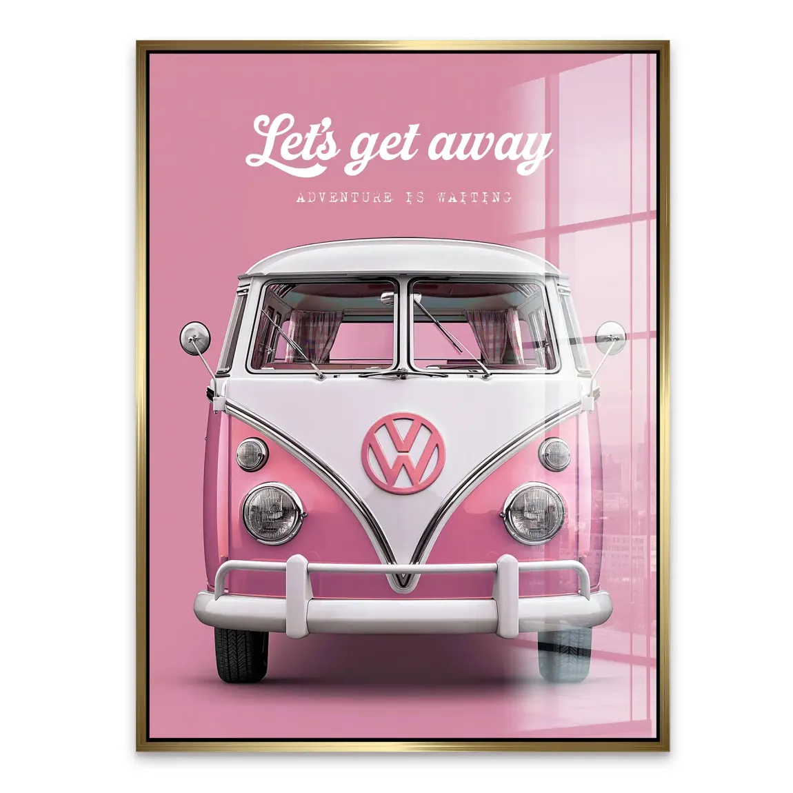 Pink VW Bulli Acrylglasbild