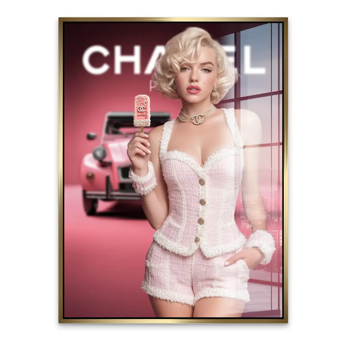 Pink Couture Marilyn Monroe Acrylglasbild
