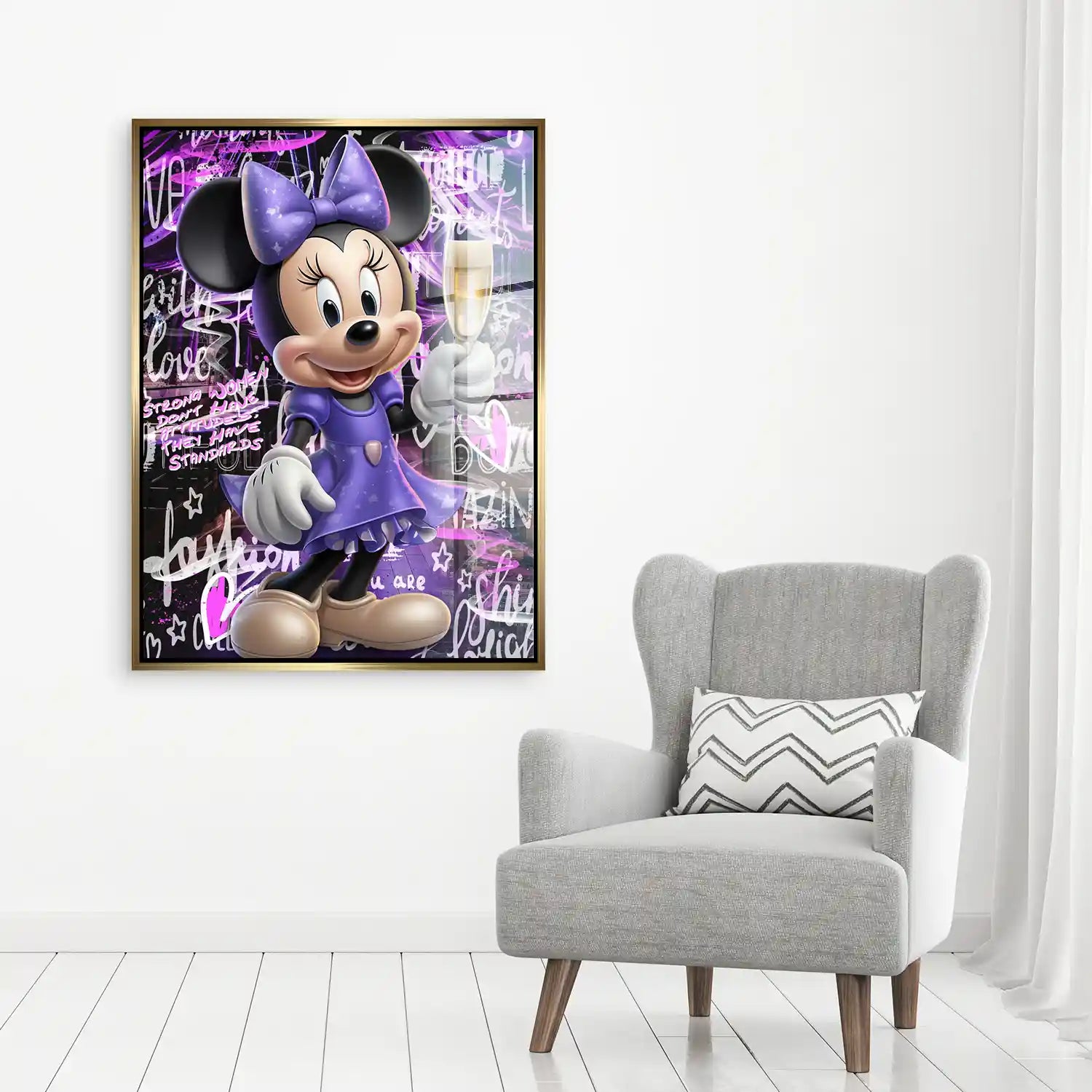 Minnie Maus Champagner Pop Art Acrylglas Bild INGALERIE