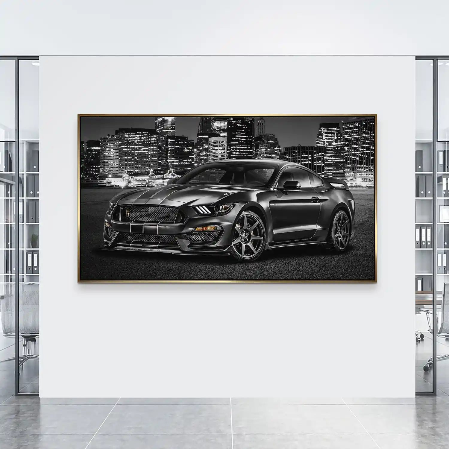 Ford Mustang Black City Aludibond Bild INGALERIE