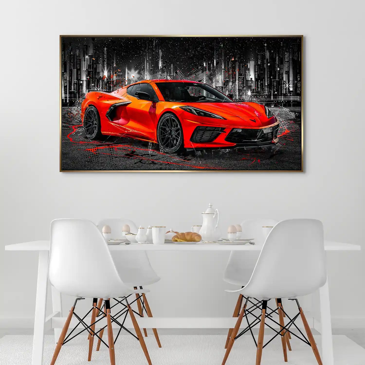 Corvette C8 Abstrakt Rot Aludibond Bild INGALERIE