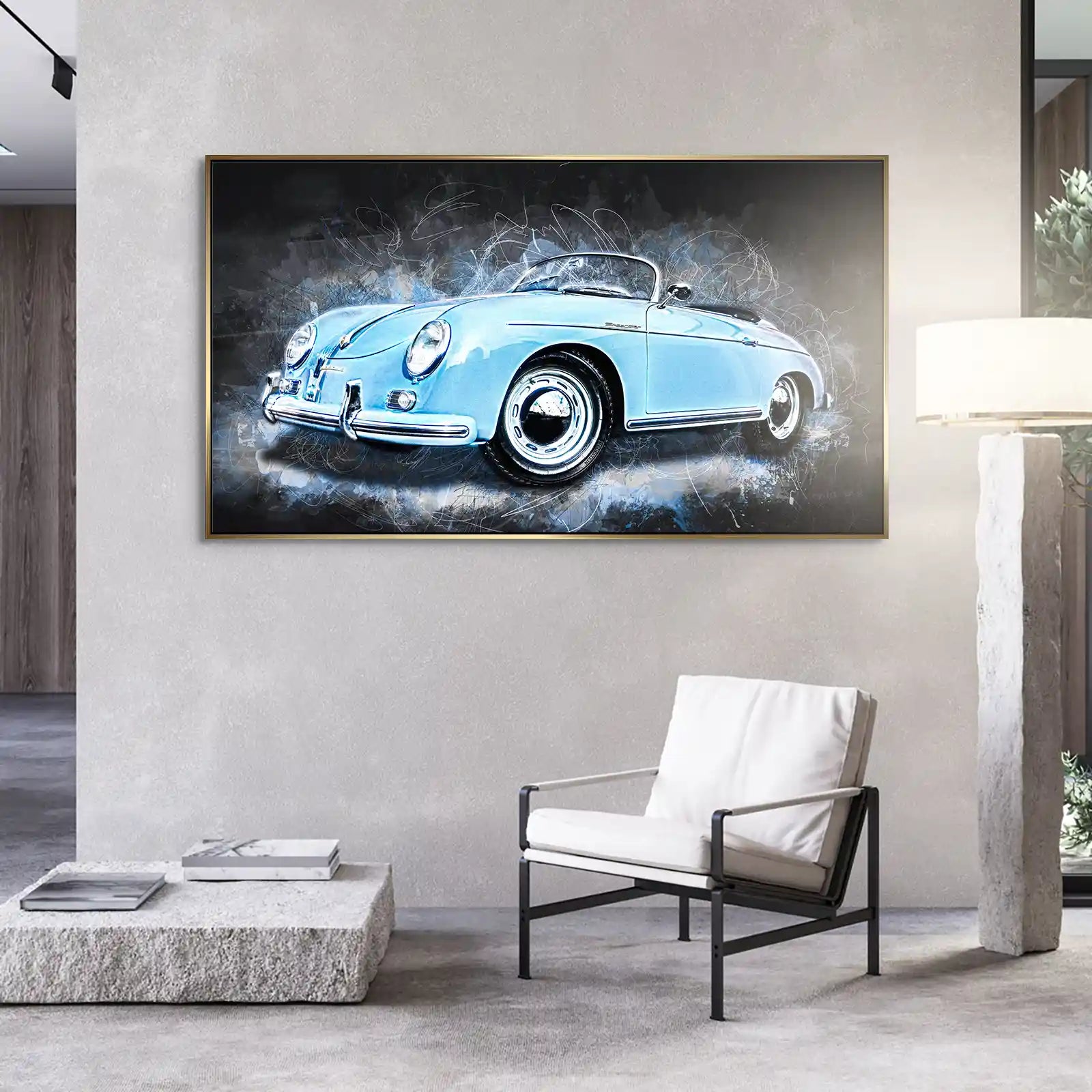 Blue Porsche Speedster Abstrakt Style Aludibond Bild INGALERIE