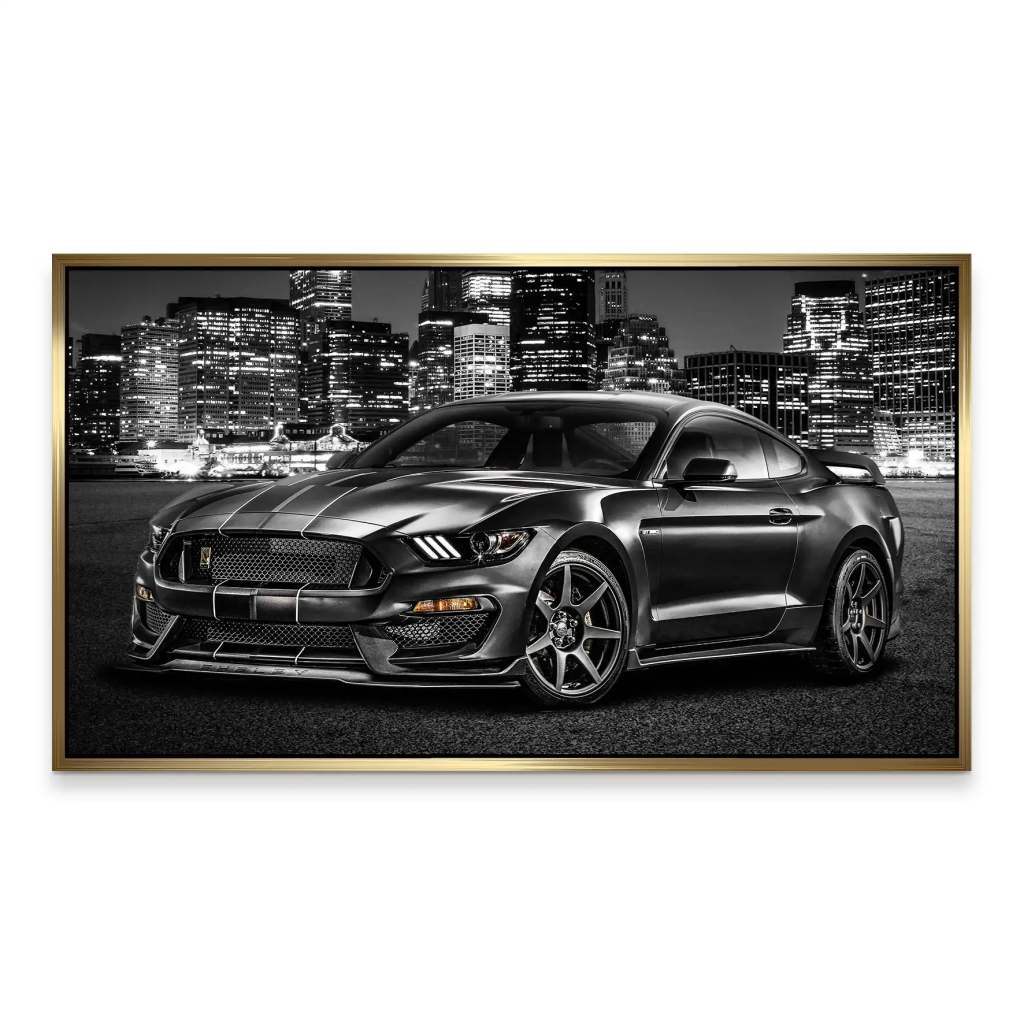 Ford Mustang Black City Aludibond Bild INGALERIE