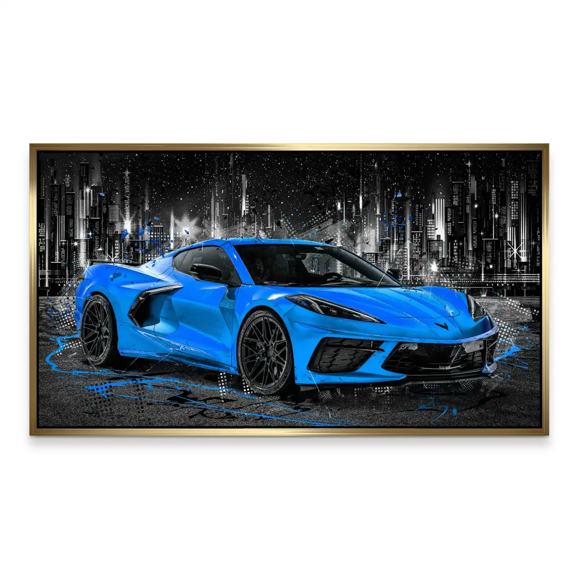 Corvette C8 Abstrak Blue Style Aludibond Bild INGALERIE