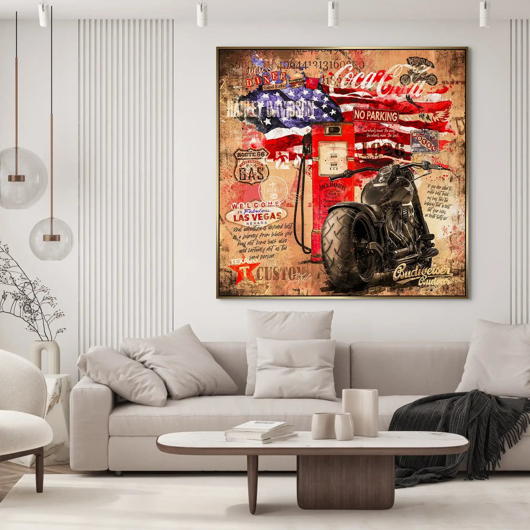 Harley USA Pop Art Retro AluDibond Bild INGALERIE