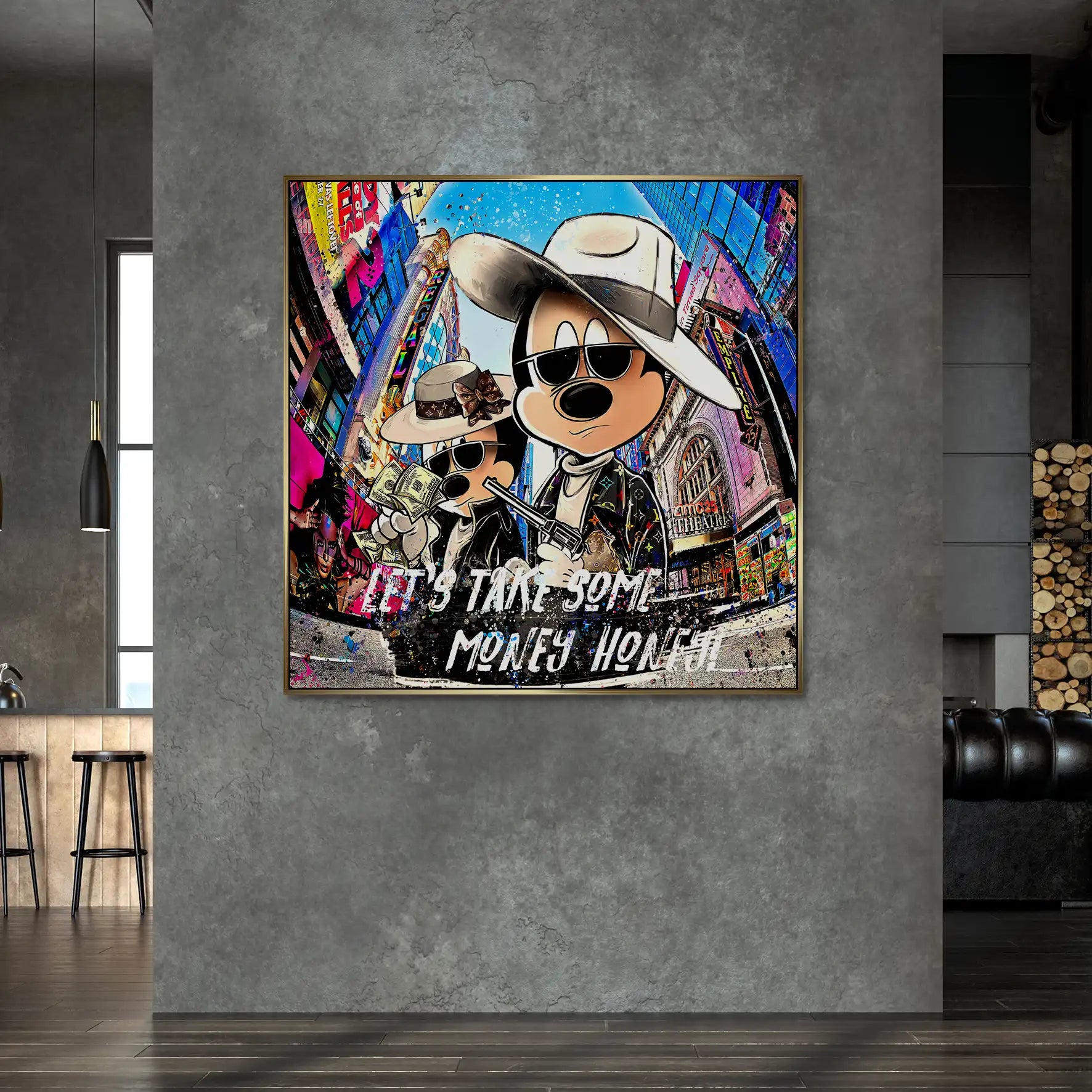 Micky & Minnie Gangster Goes Shopping AluDibond Bild INGALERIE