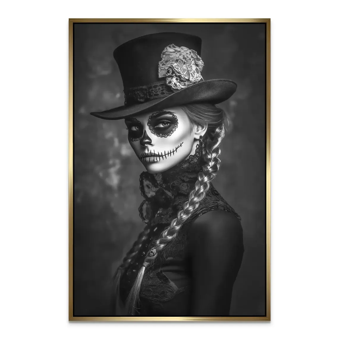La Catrina Noir – Stil trifft Schattenkunst Bild auf Alu Dibond INGALERIE