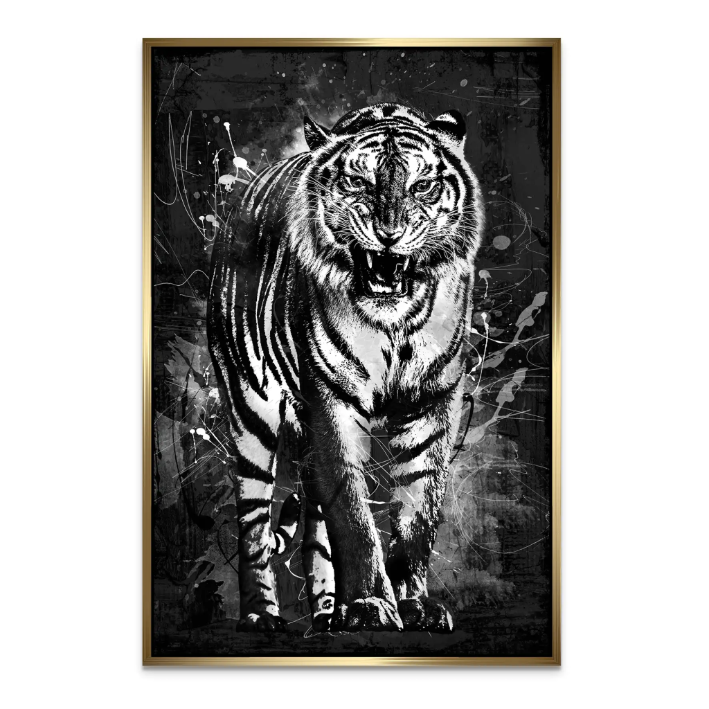 Tiger Abstrakt Black AluDibond Bild INGALERIE