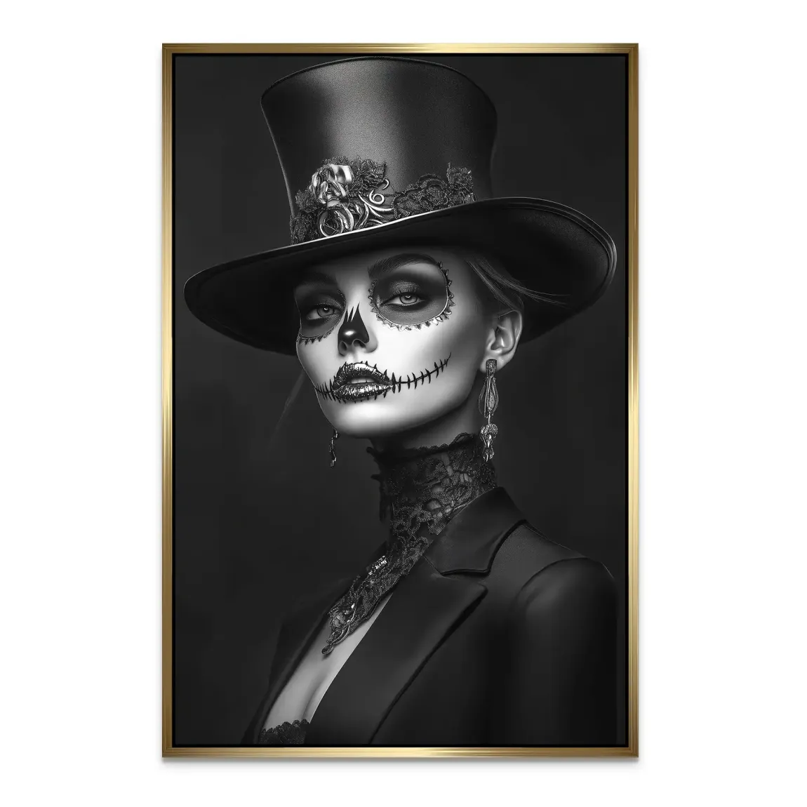 Elegante Lady im modernen Catrina Stil Alu Dibond Bild INGALERIE