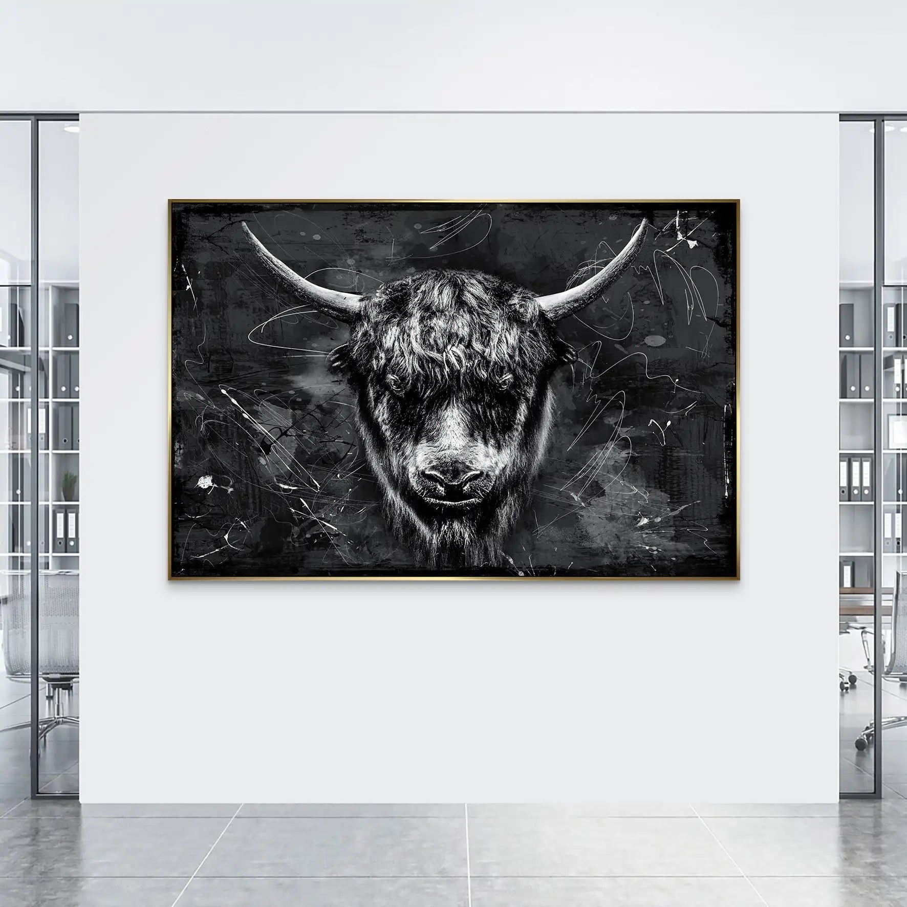 Yak Highland Abstrakt Black AluDibond Bild INGALERIE