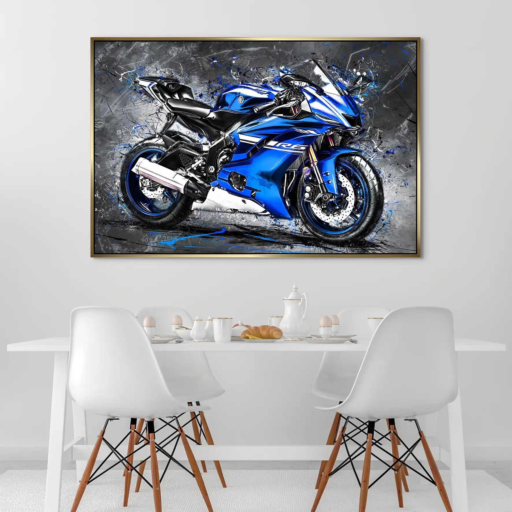 Yamaha R6 Abstrakt Blau AluDibond Bild INGALERIE