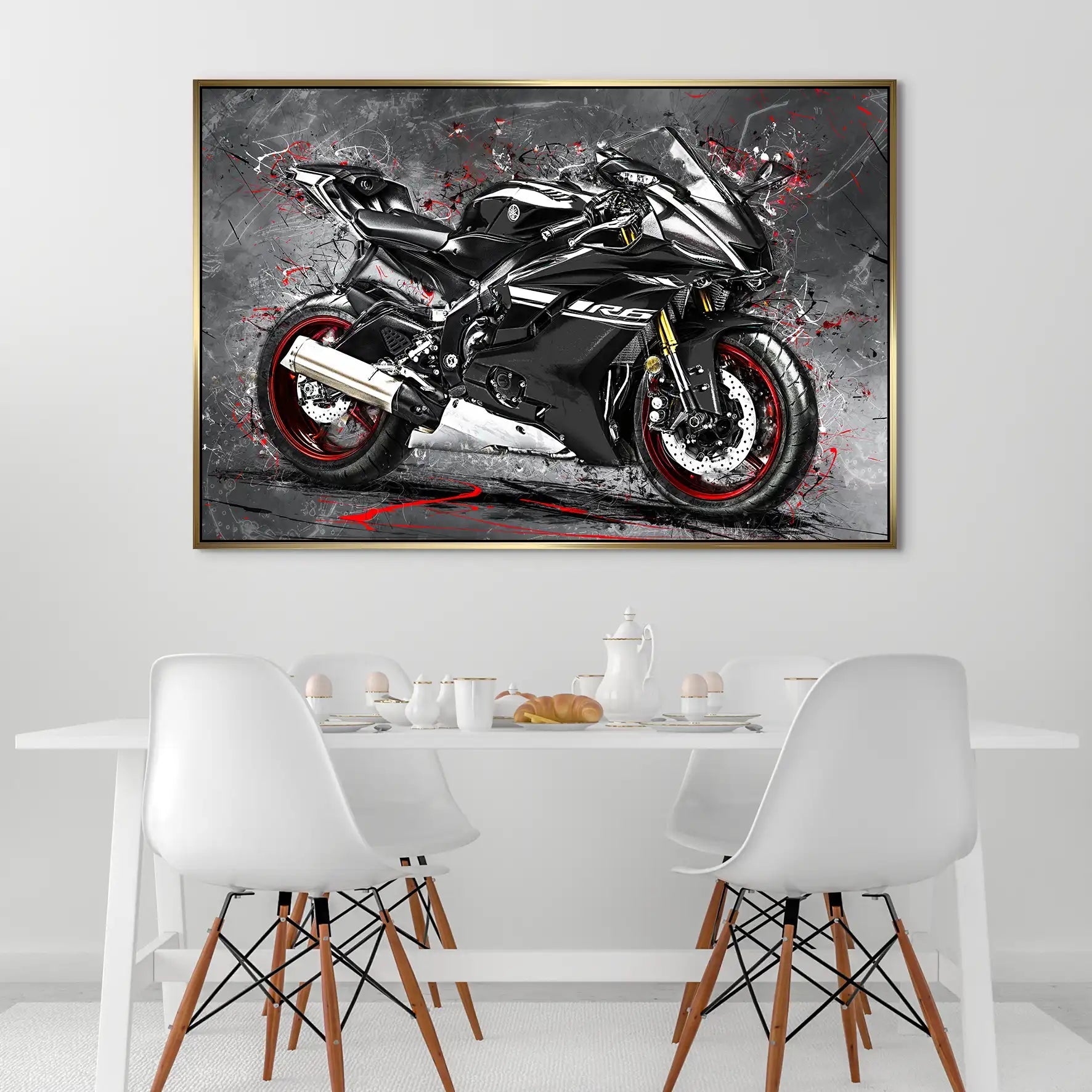Yamaha R6 Abstrakt Black AluDibond Bild INGALERIE
