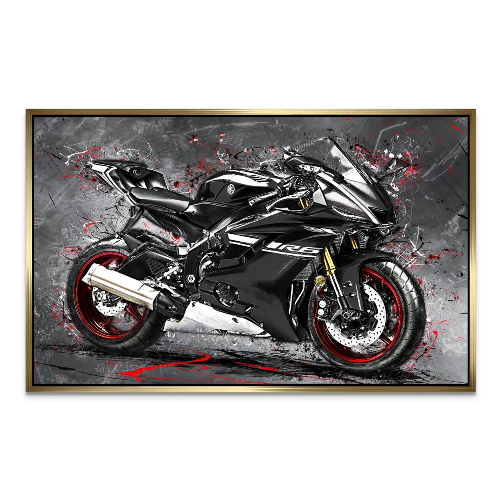 Yamaha R6 Abstrakt Black AluDibond Bild INGALERIE