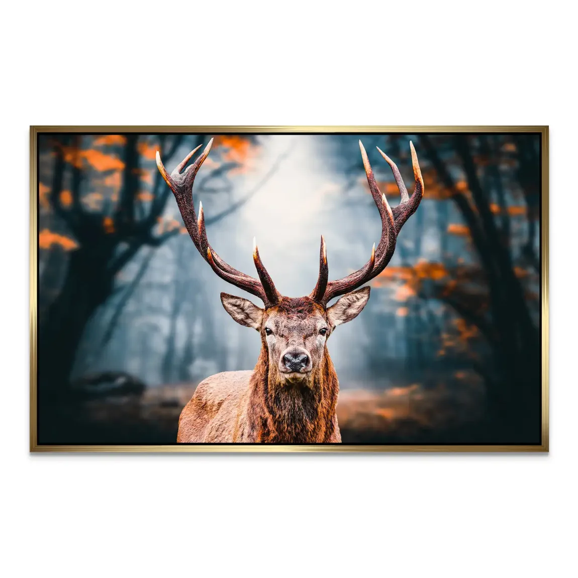 Hirsch im Wald AluDibond Wandbild