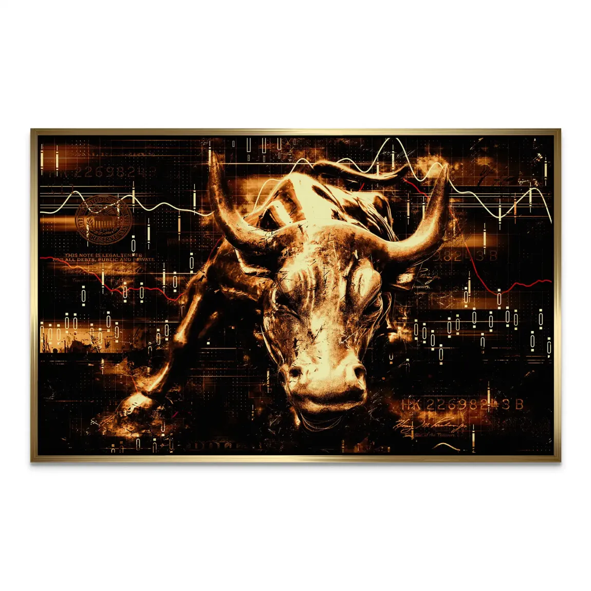 Börsenbulle Retro Art AluDibond Wandbild
