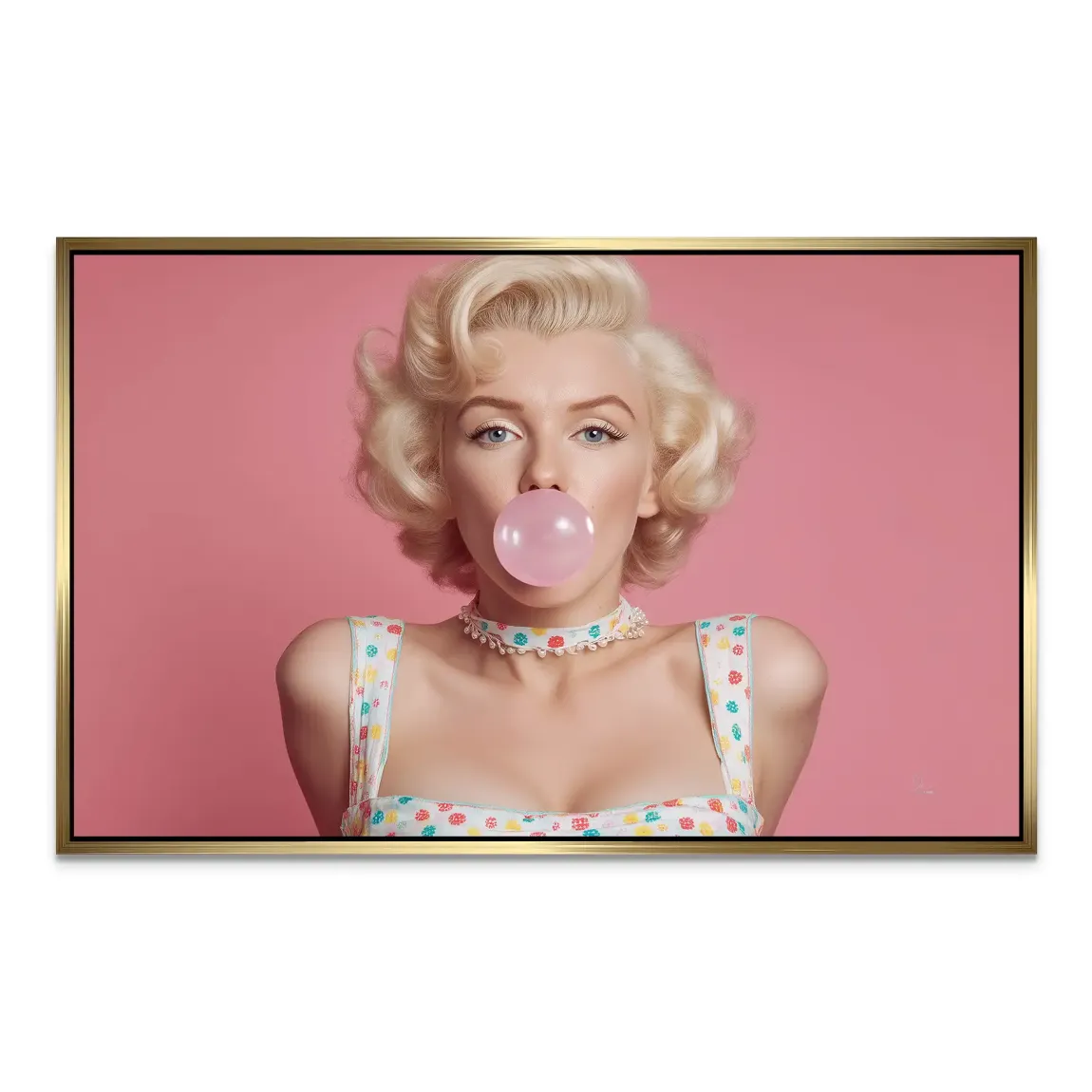 Marilyn Monroe Pink Bubble AluDibond Bild