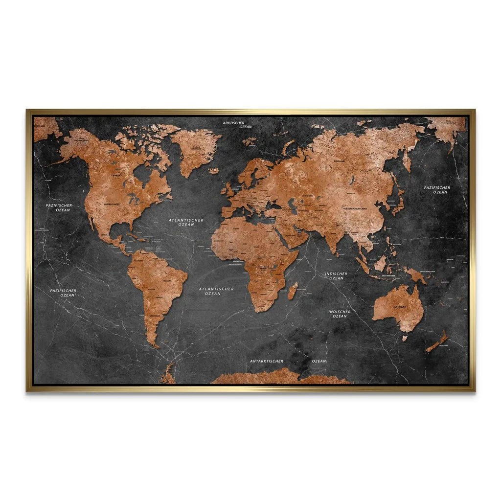 Weltkarte Retro Style AluDibond Bild INGALERIE