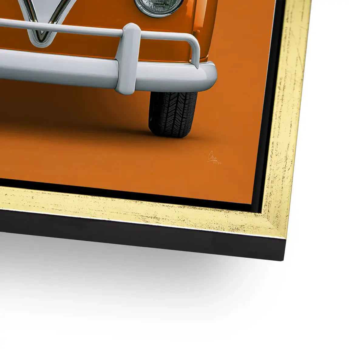 Orange VW Bulli Alu Dibond Wandbild
