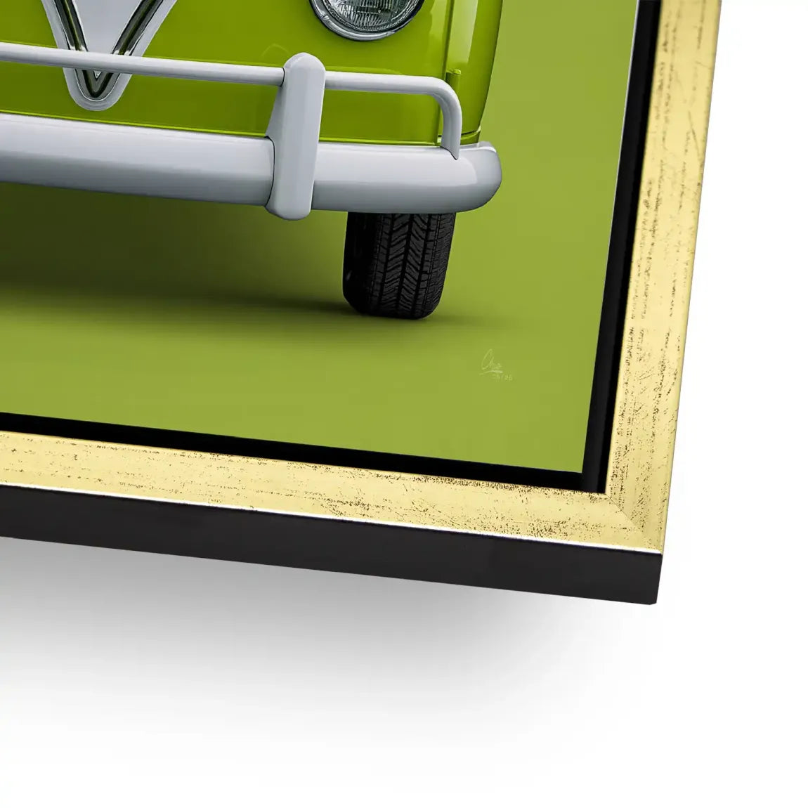 Green VW Bulli Alu Dibond Wandbild