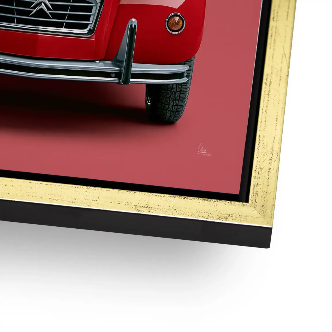 Citroen 2CV Rouge Alu Dibond Wandbild