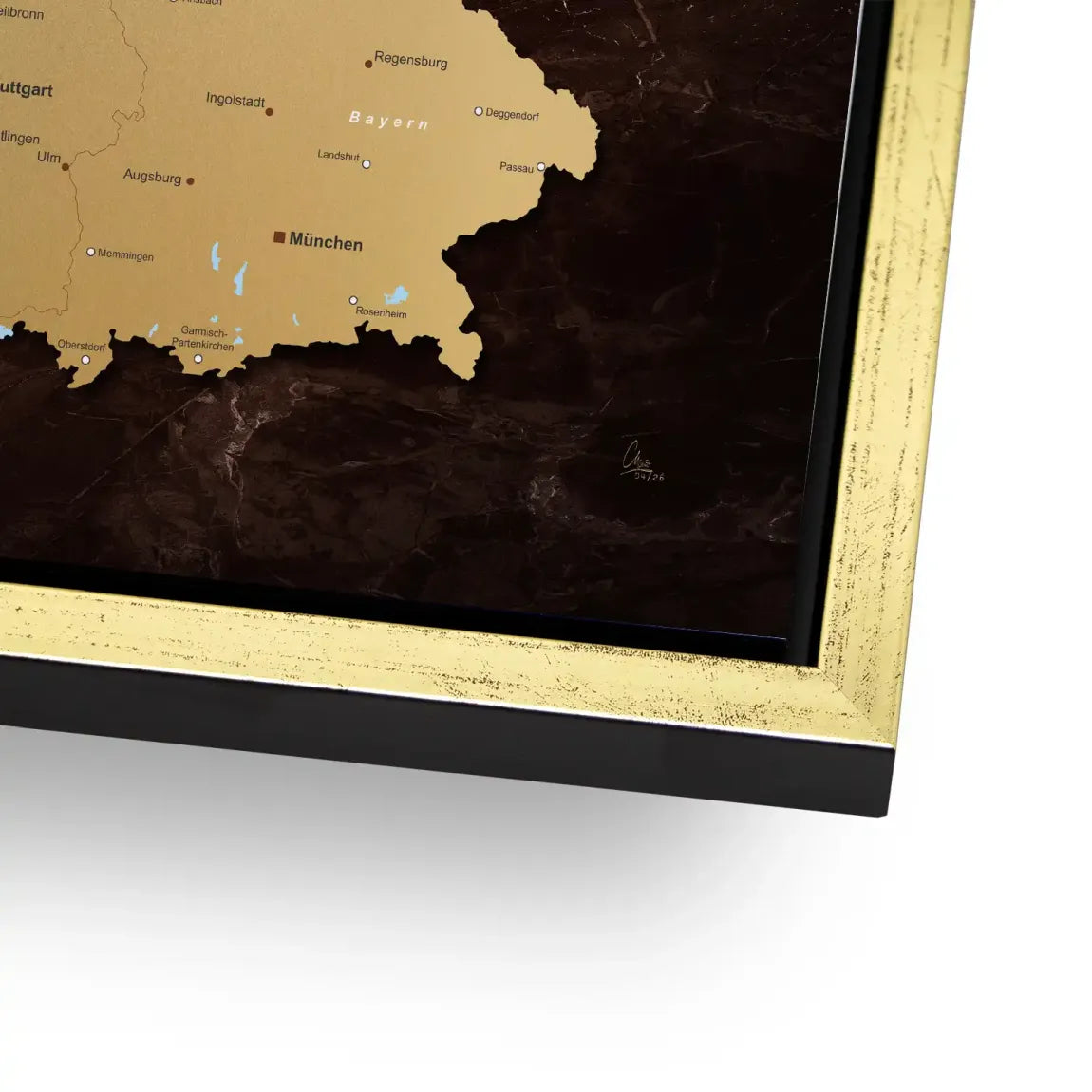 Deutschland Karte Gold Alu Dibond Wandbild