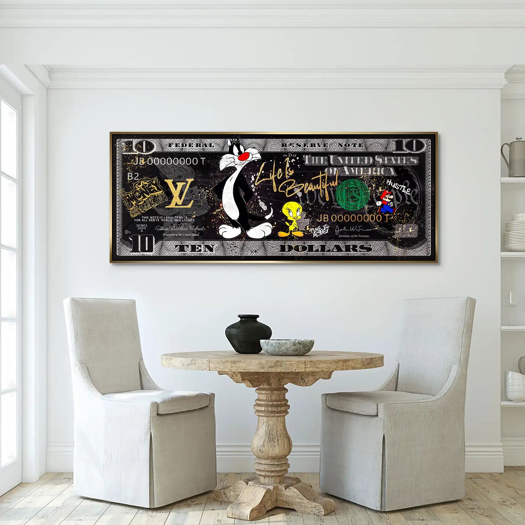 Tweety und Sylvester Hustle Dollar AluDibond Bild INGALERIE