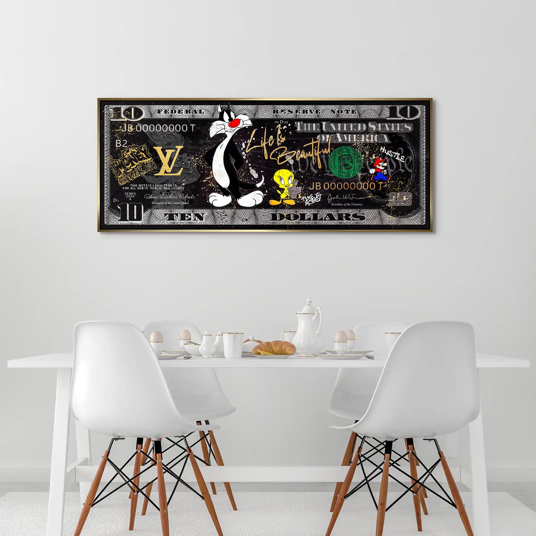 Tweety und Sylvester Hustle Dollar AluDibond Bild INGALERIE