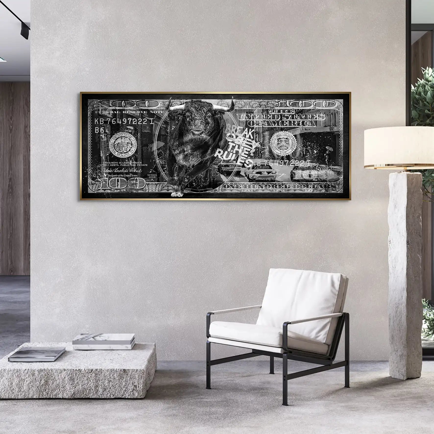 Dollar Stier NY Rules Black AluDibond Bild INGALERIE