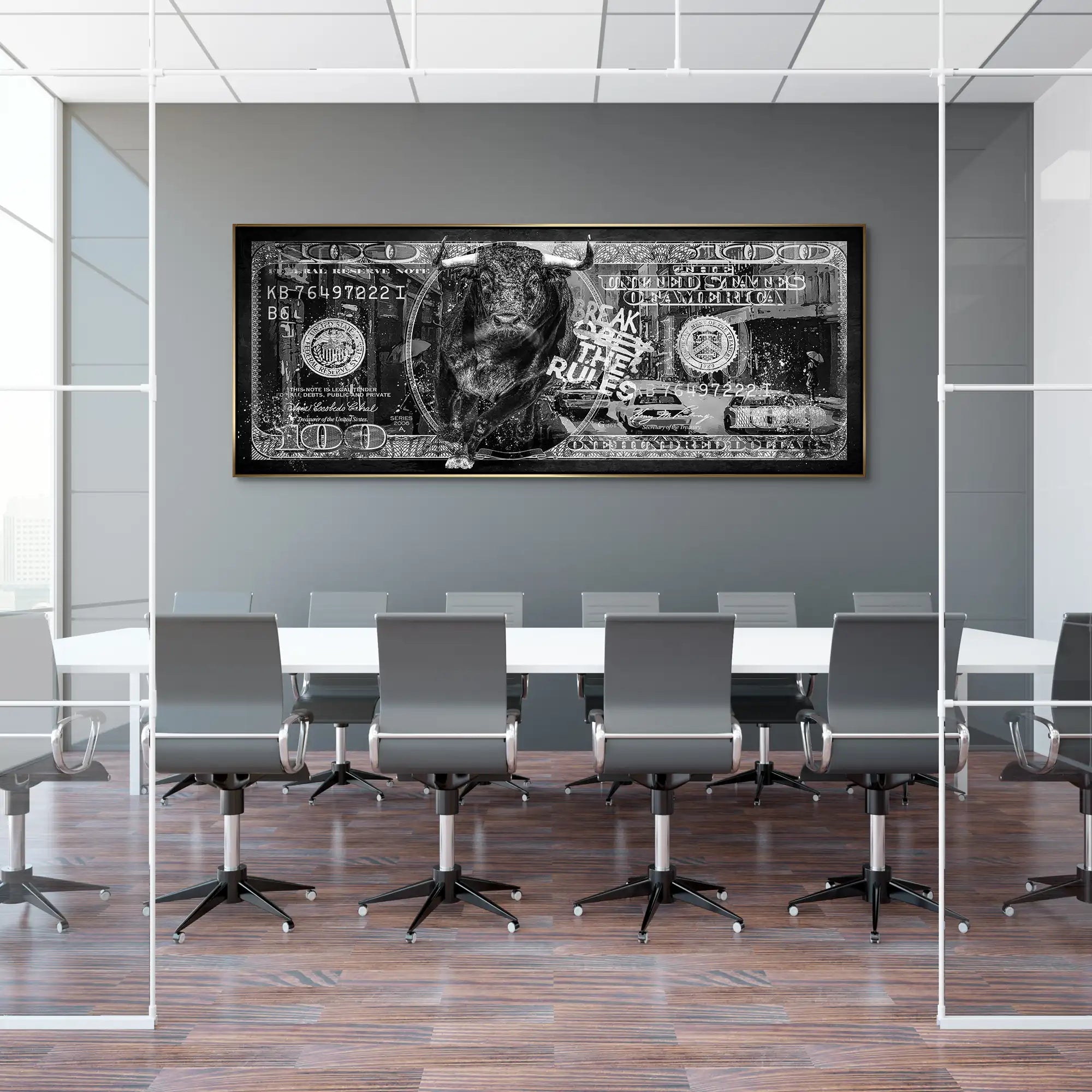 Dollar Stier NY Rules Black AluDibond Bild INGALERIE