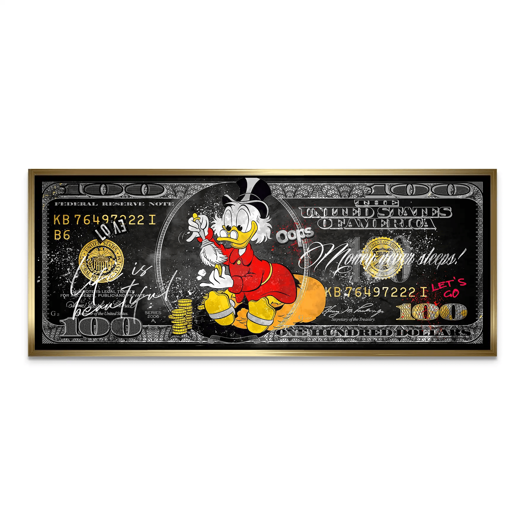 Dagobert Money Never Sleeps Dollar Dark AluDibond Bild INGALERIE