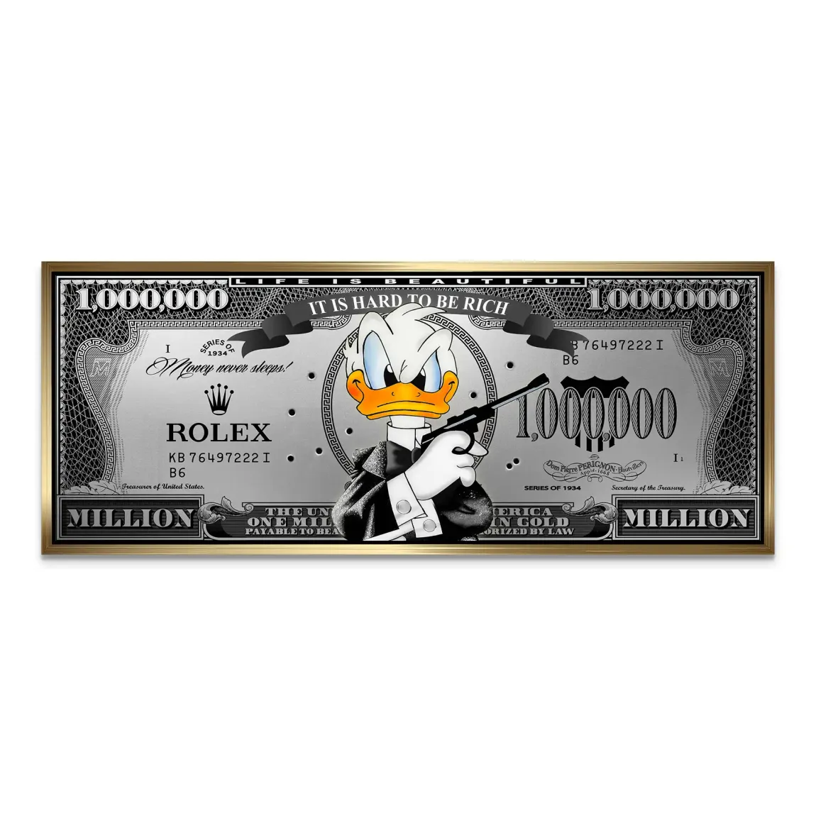 Donald Duck License to Bill Pop Art Dollar AluDibond Bild INGALERIE