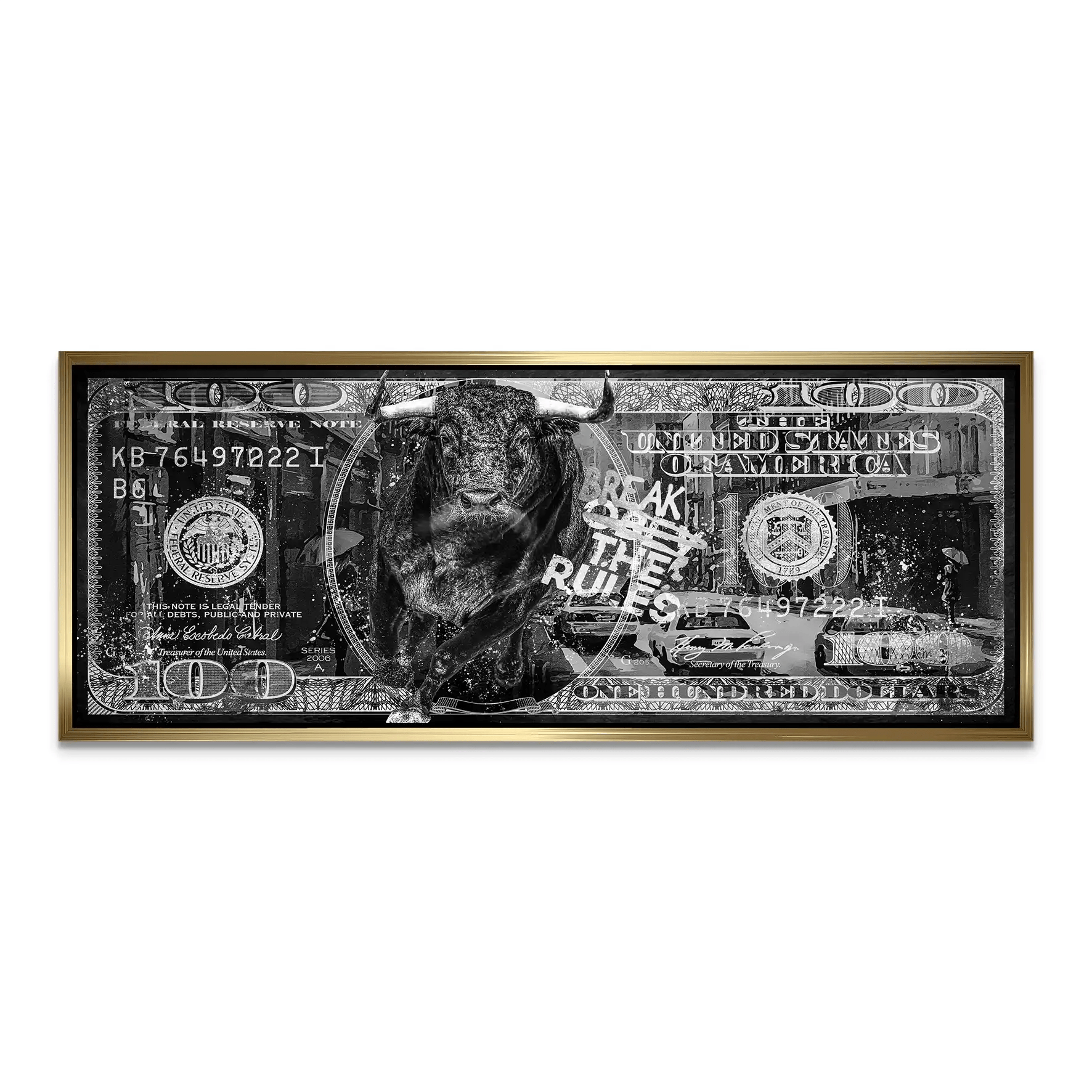 Dollar Stier NY Rules Black AluDibond Bild INGALERIE
