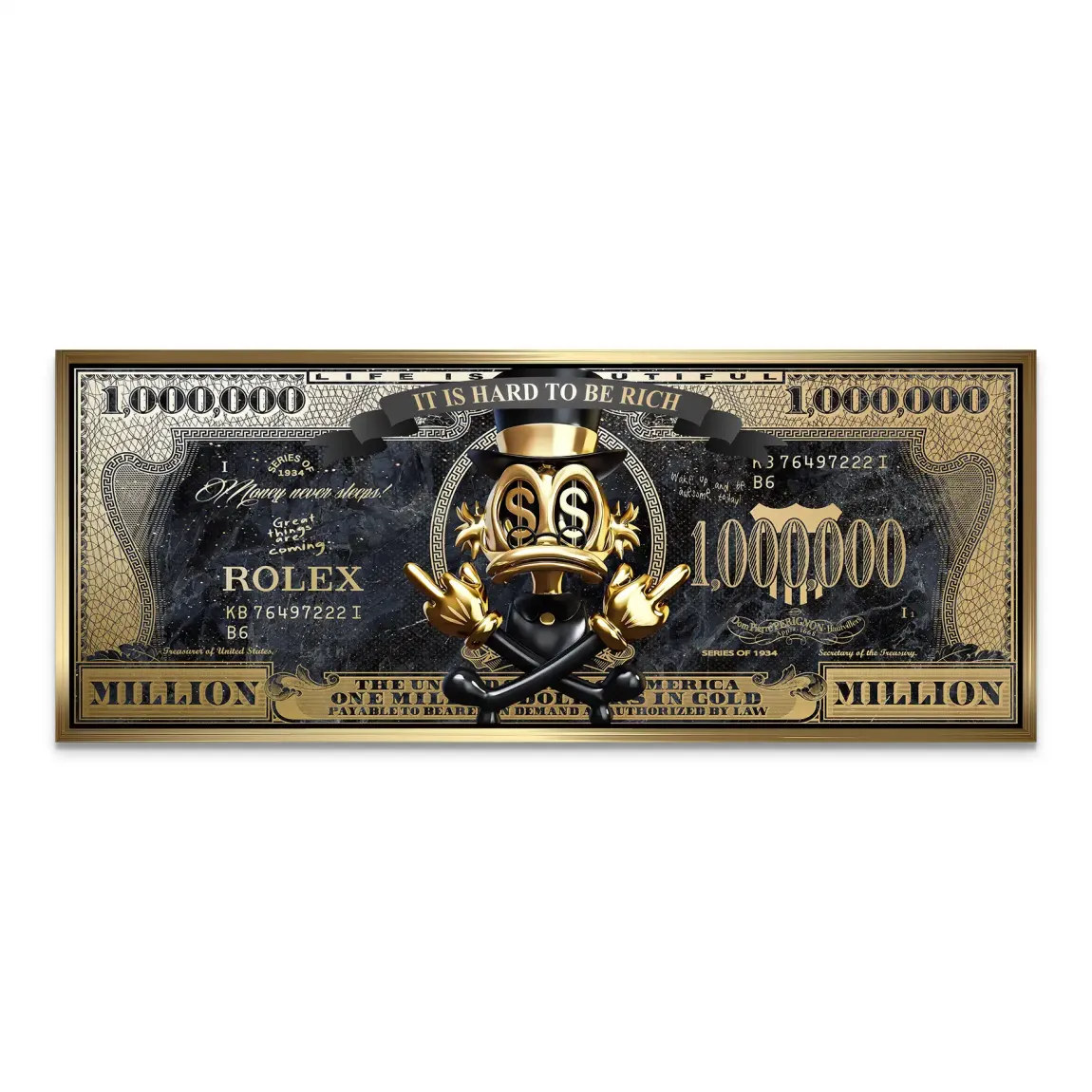 Dagobert Totenkopf Dollar AluDibond Bild INGALERIE