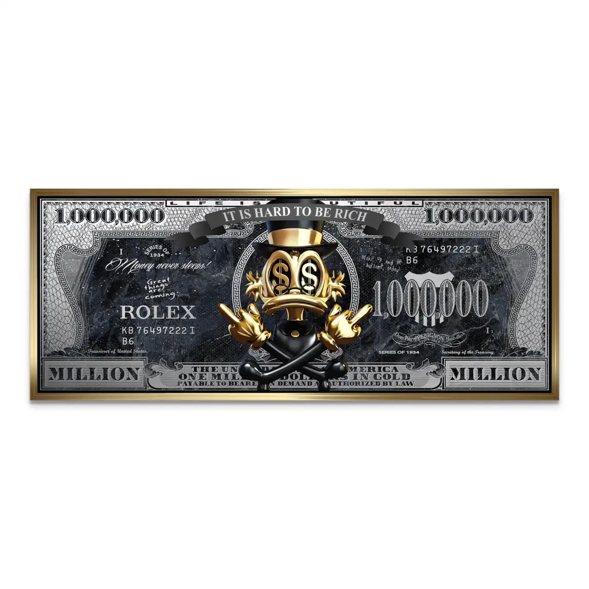 Dagobert Duck Totenkopf Black Dollar AluDibond Bild INGALERIE