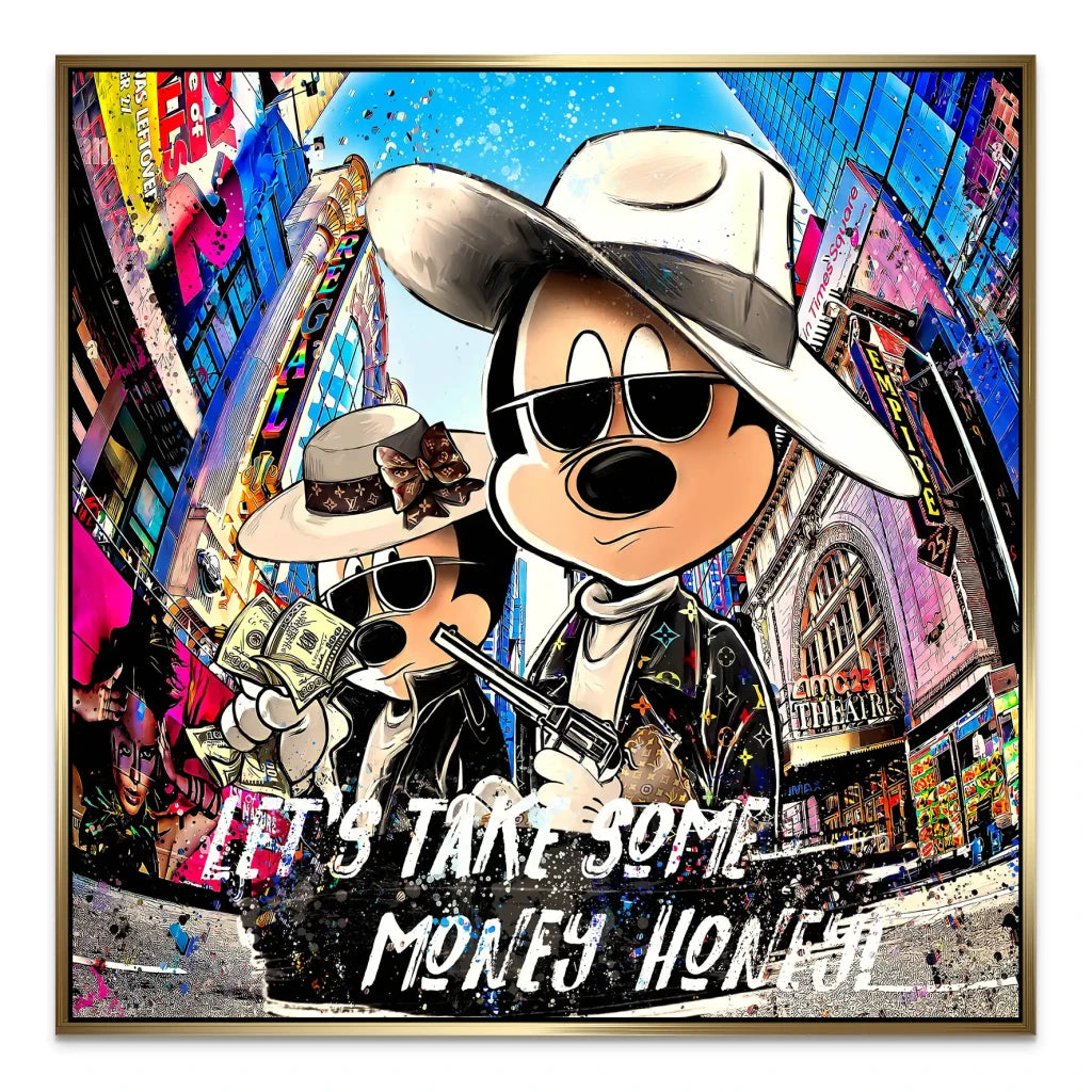 Micky & Minnie Gangster Goes Shopping AluDibond Bild INGALERIE