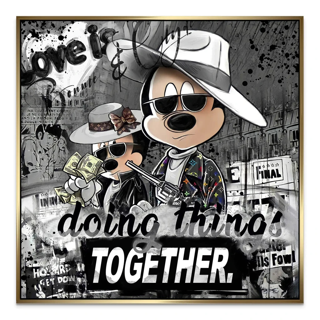 Micky & Minnie Gangster Modern Style AluDibond Bild INGALERIE