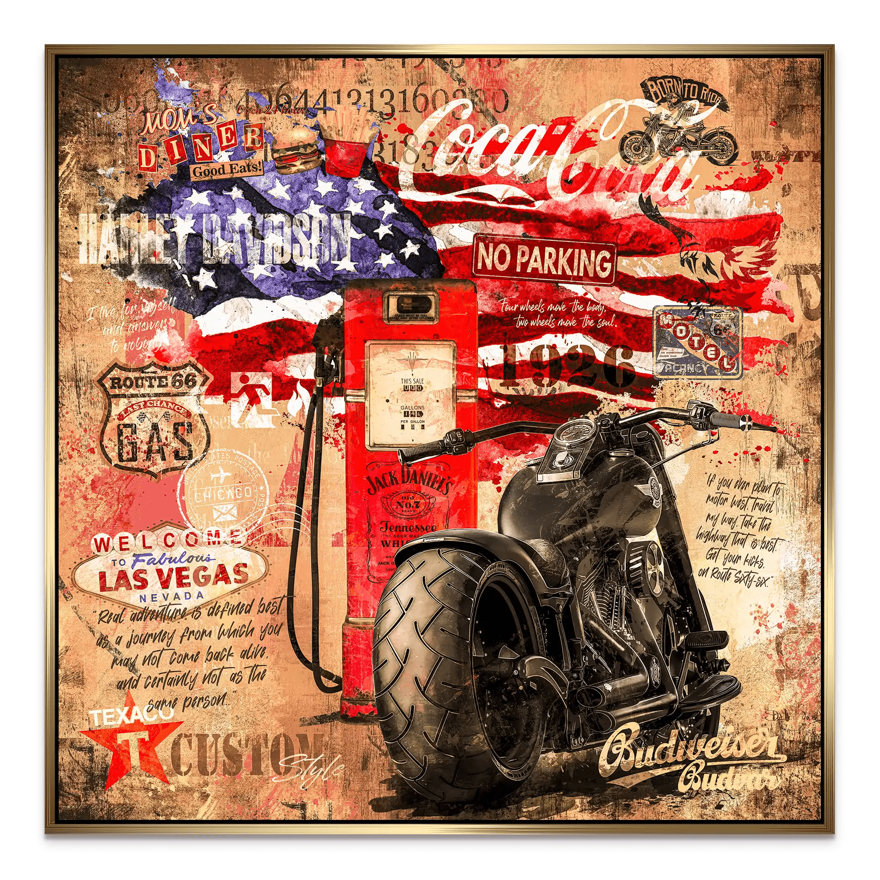 Harley USA Pop Art Retro AluDibond Bild INGALERIE