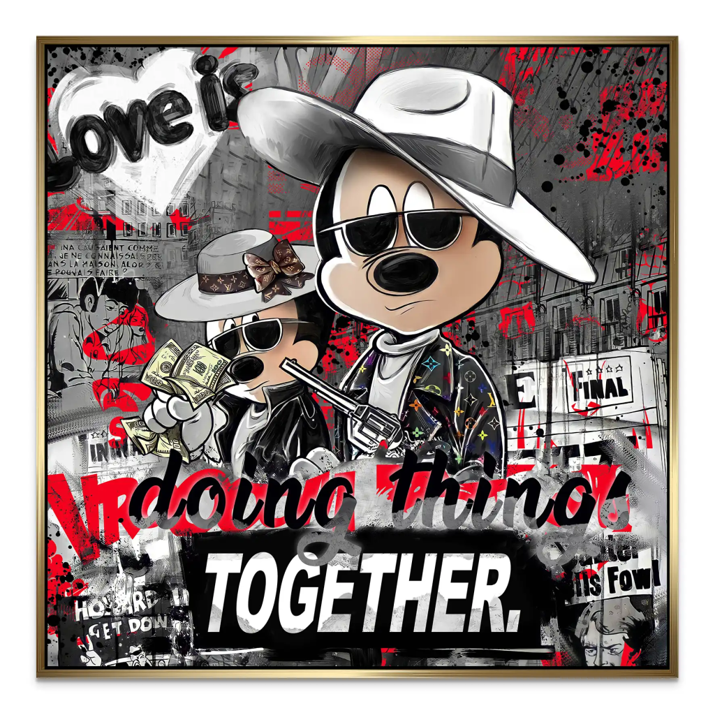 Micky & Minnie Gangster Streetart AluDibond Bild INGALERIE