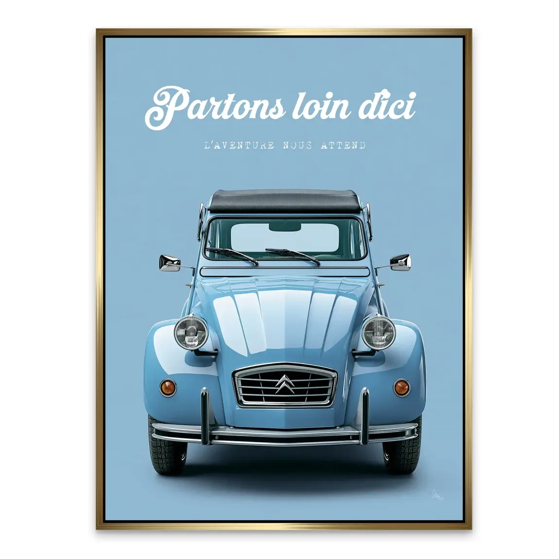 Citroen 2CV Bleu Alu Dibond Wandbild
