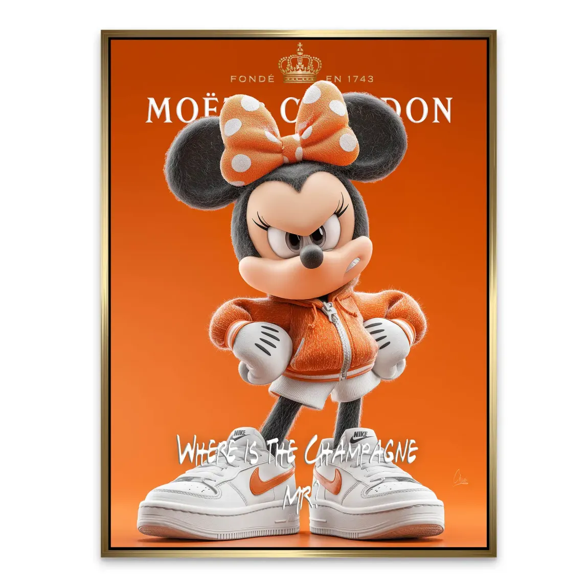 Champagne Mood Minnie Maus Alu Dibond Bild