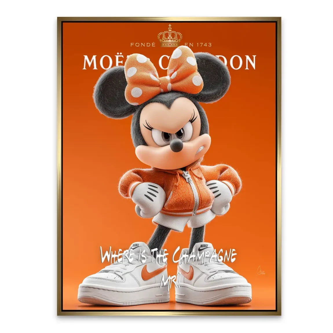 Champagne Mood Minnie Maus Alu Dibond Bild INGALERIE