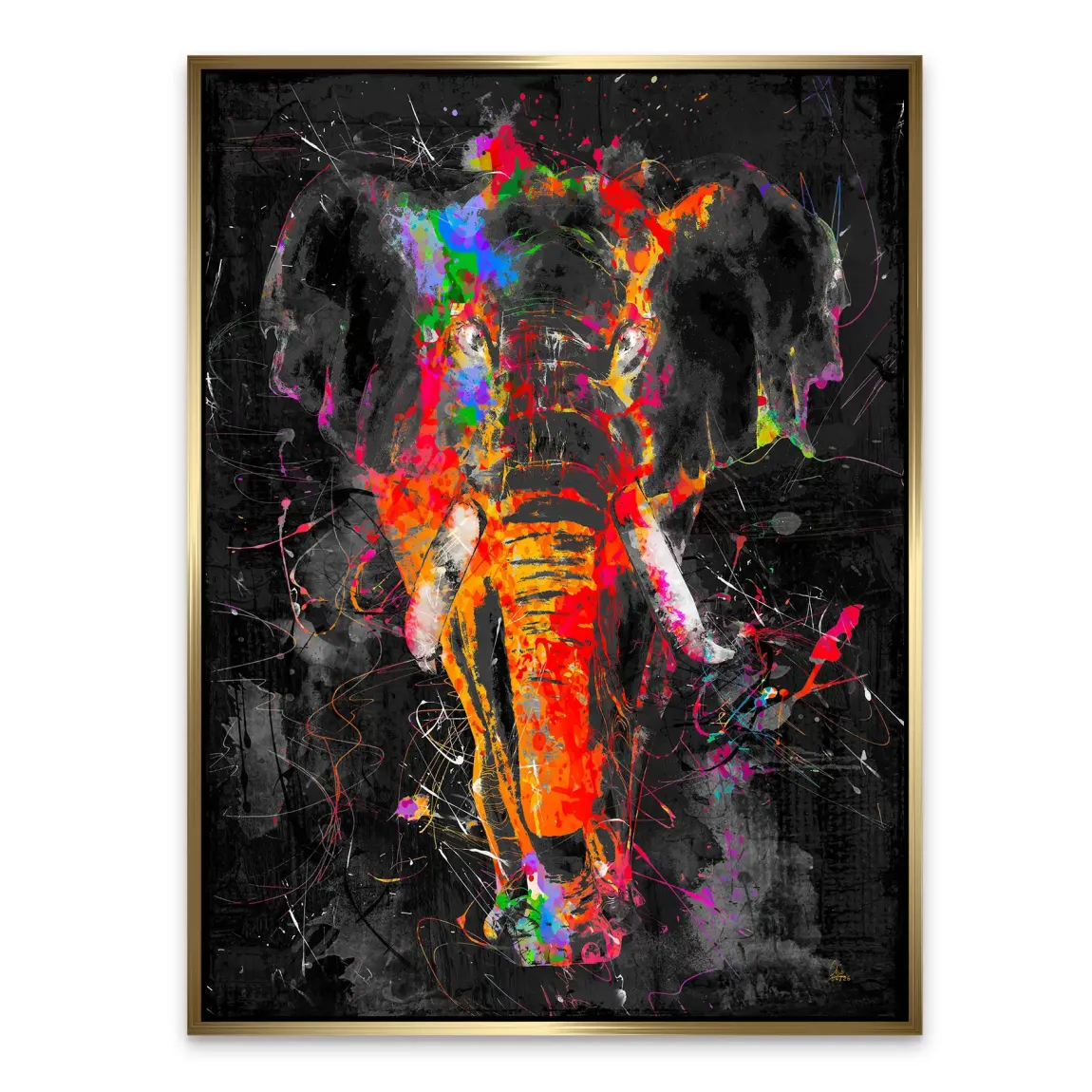 Bunter Elefant Alu Dibond Wandbild