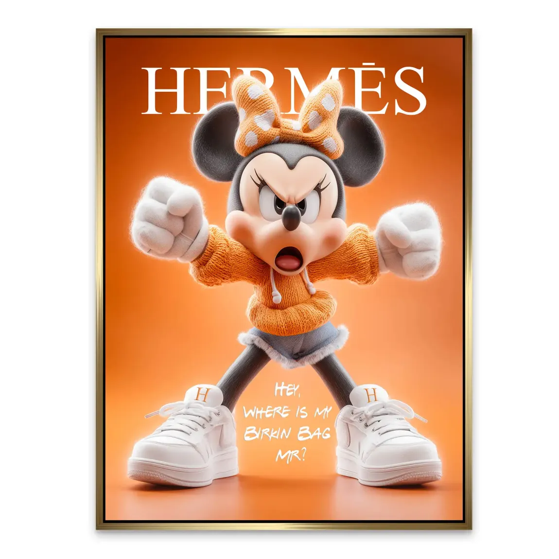 Orange Charm Minnie Maus Alu Dibond Bild
