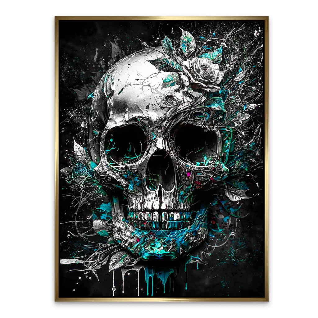 Totenkopf Silver Style AluDibond Bild INGALERIE