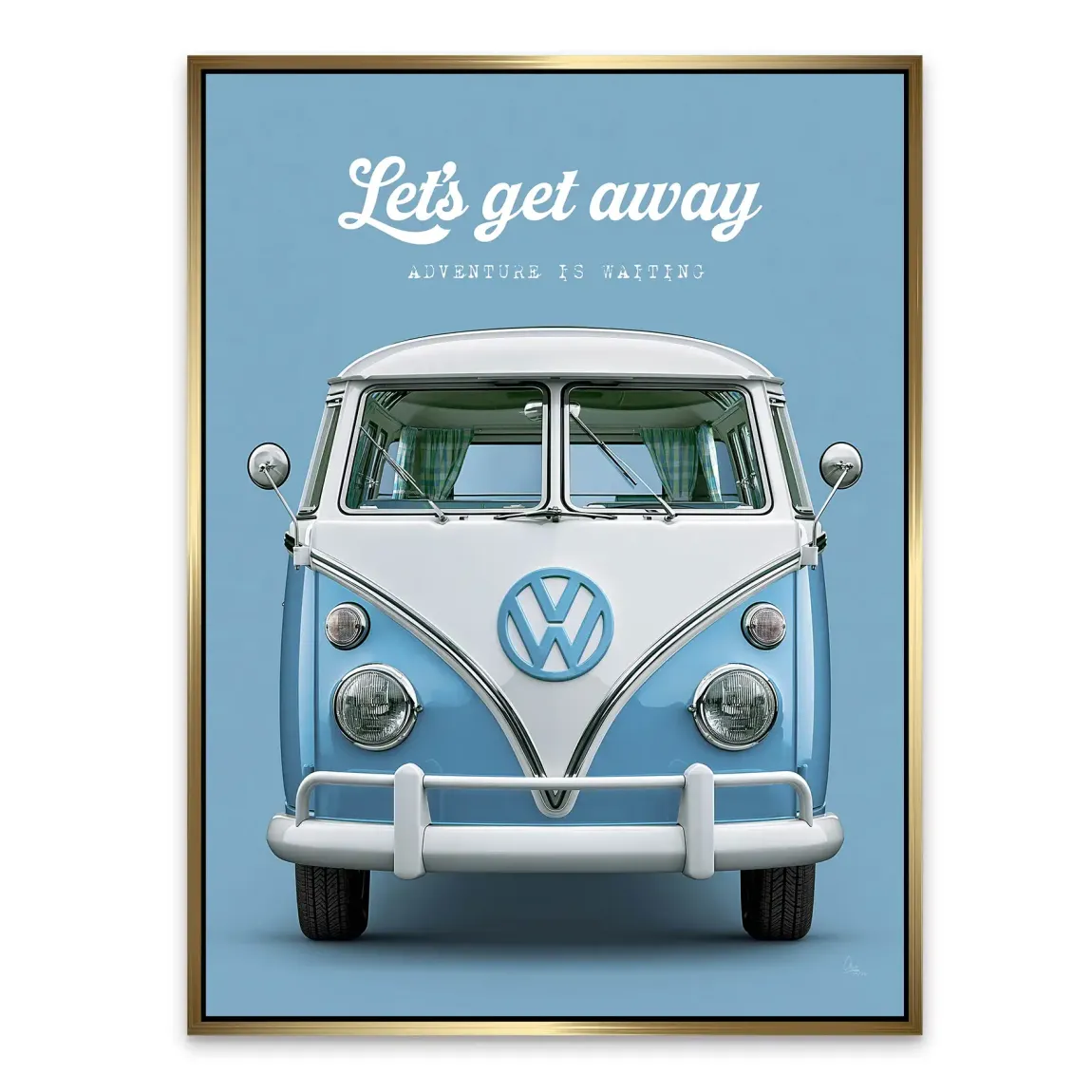 Blue VW Bulli Alu Dibond Wandbild
