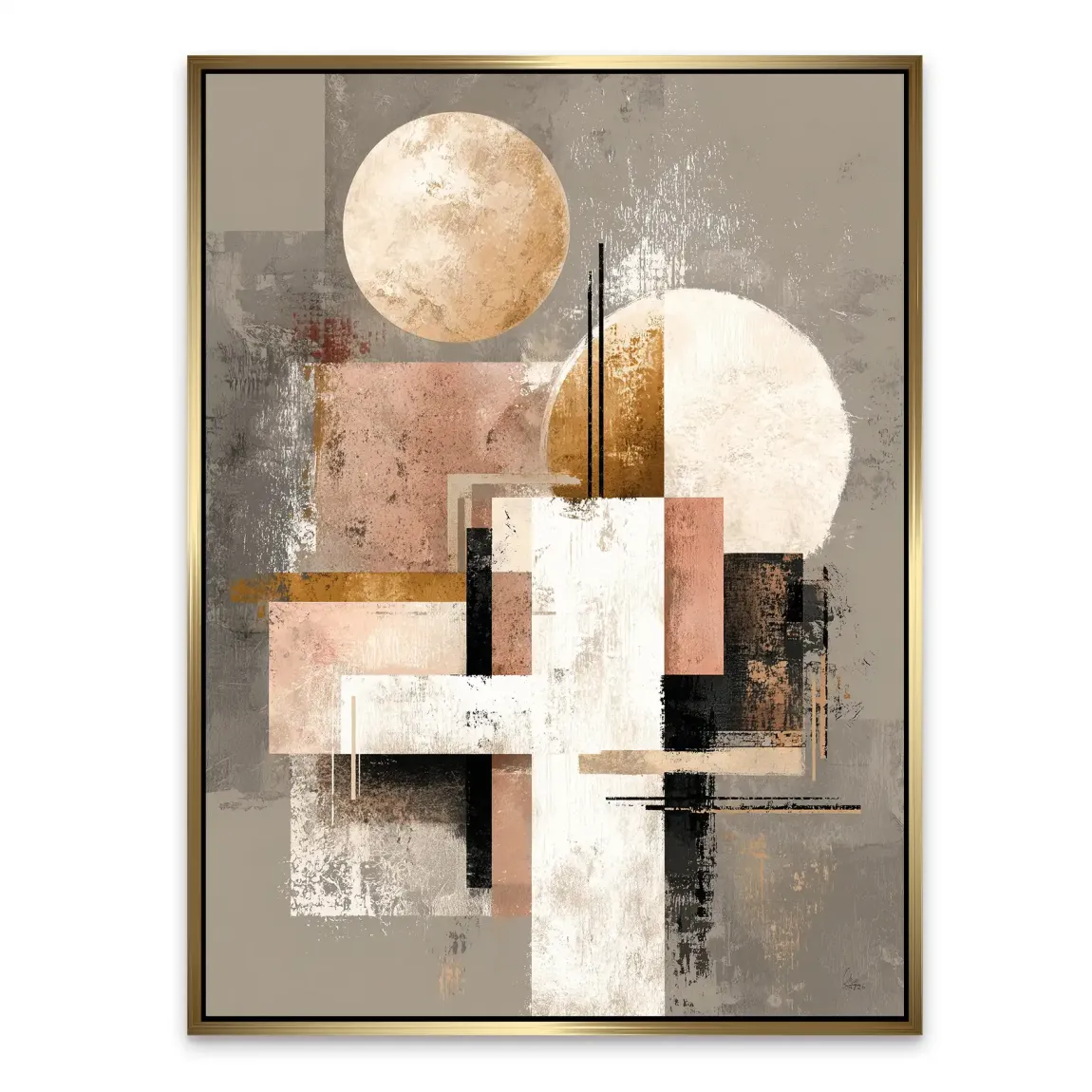 Goldene Geometrie Alu Dibond Wandbild
